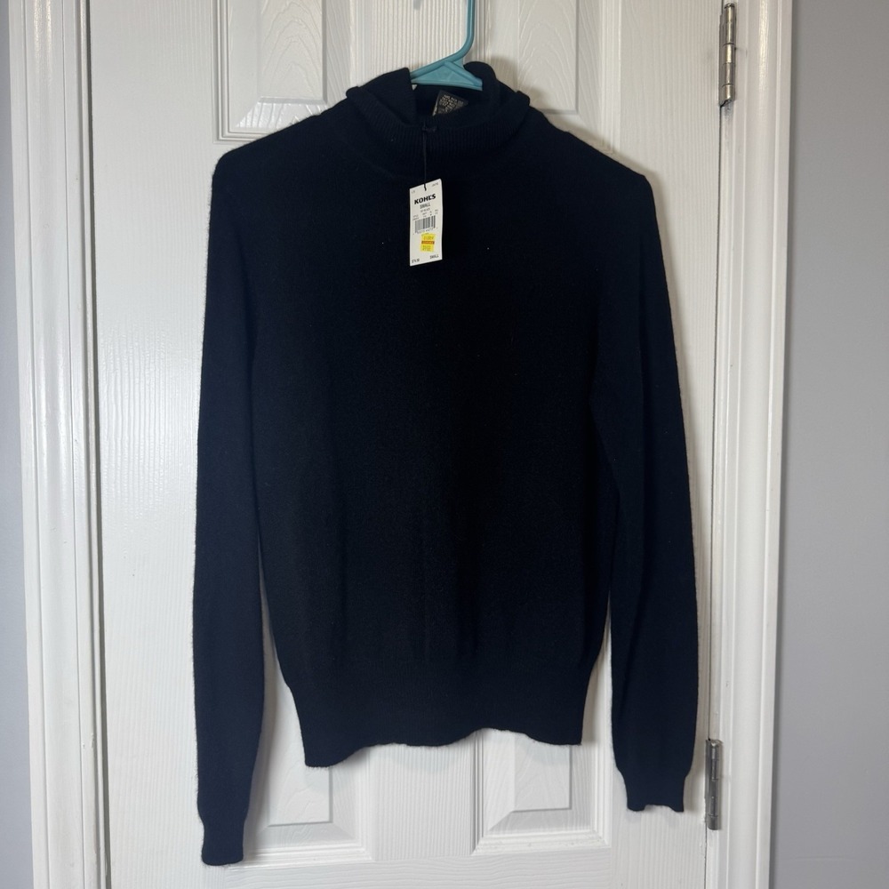 Vintage Croft & Barrow Sweater Womens Small Black 100% Cashmere Turtleneck NWT